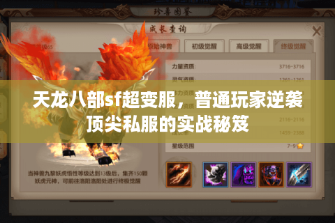 天龙八部sf超变服，普通玩家逆袭顶尖私服的实战秘笈